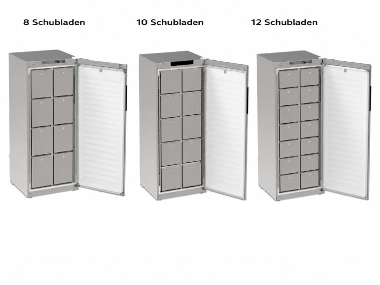 Die neuen Rieber Eisfink Gemeinschaftskühlschränke außen in Edelstahl und mit Schubfächern