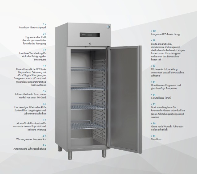 Hoshizaki Advance Kühlschrank Merkmale und Ausstattung
