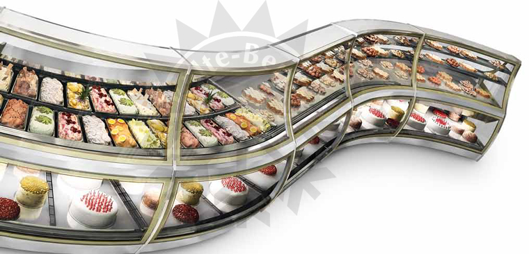 ISA Pagoda Aria Kombination aus Kuchen- und Eisvitrinen