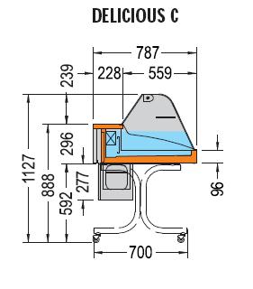 Bild 2: KBS Mehrzweckvitrine Delicious 1250 C gebogene Scheibe