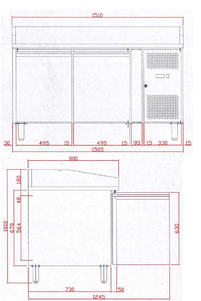 Bild 3: KBS 2600 Pizzakühltisch mit 2 Türen