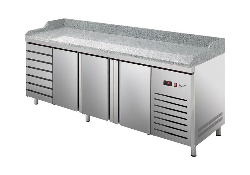 Bild 1: KBS Pizzakühltisch Pizza PKT 3007 3 Türen und 7 Teigschubladen