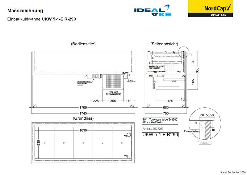 Bild 2: Nordcap Einbau-Kühlwanne (Umluftkühlung) UKW 5-1-E R-290