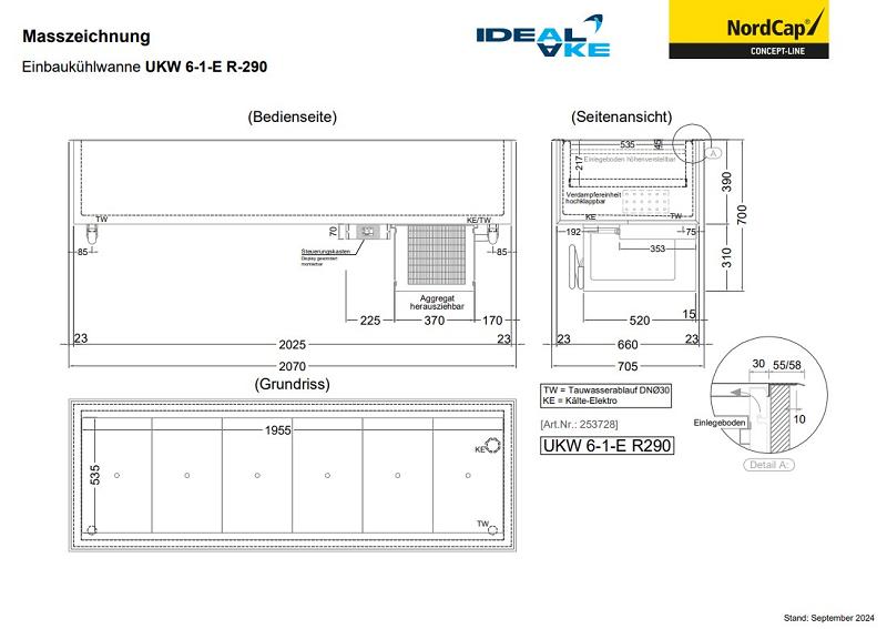 Bild 2: Nordcap Einbau-Kühlwanne (Umluftkühlung) UKW 6-1-E R-290