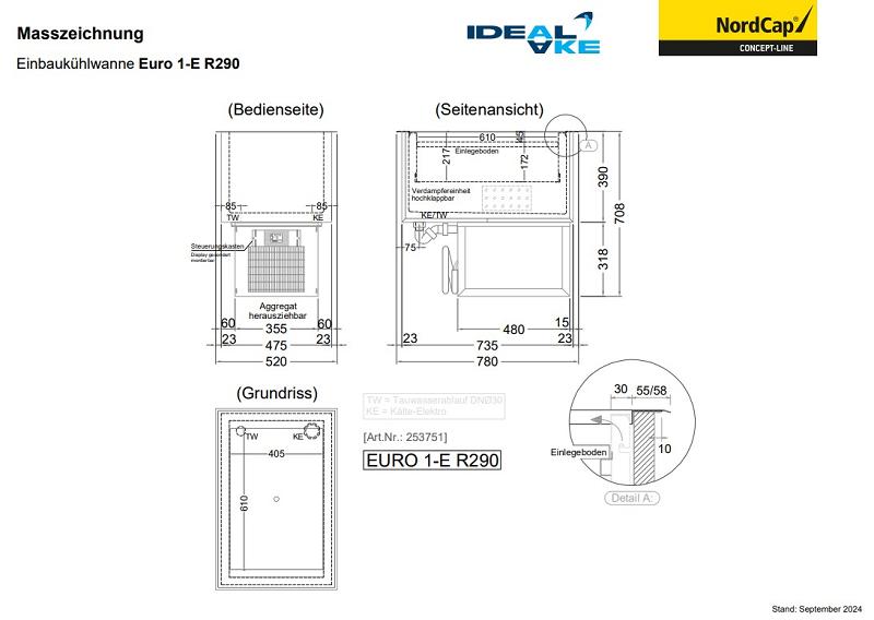 Bild 2: Nordcap Einbau-Kühlwanne (Umluftkühlung) EURO 1-E R290