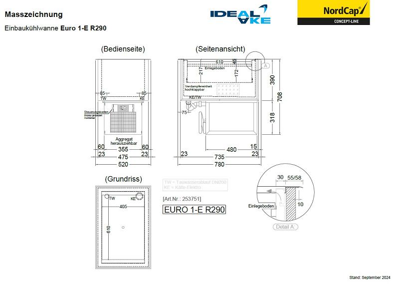 Bild 2: Nordcap Einbau-Kühlwanne (Umluftkühlung) EURO 2-E R290