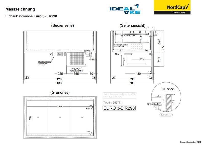 Bild 2: Nordcap Einbau-Kühlwanne (Umluftkühlung) EURO 3-E R290