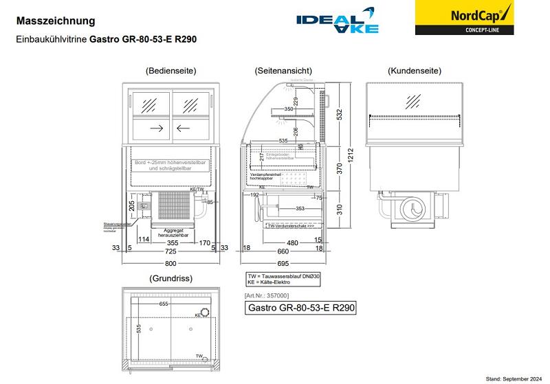 Bild 2: Nordcap Einbau-Kühlvitrine Gastro GR-80-53-E R290