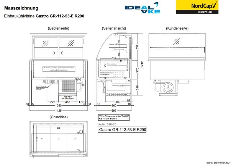 Bild 2: Nordcap Einbau-Kühlvitrine Gastro GR-112-53-E R290