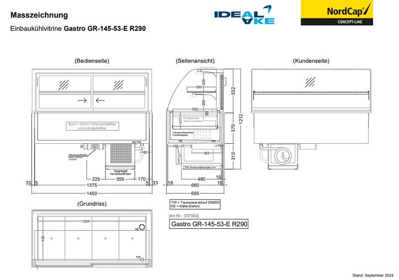 Bild 3: Nordcap Einbau-Kühlvitrine Gastro GR-145-53-E R290