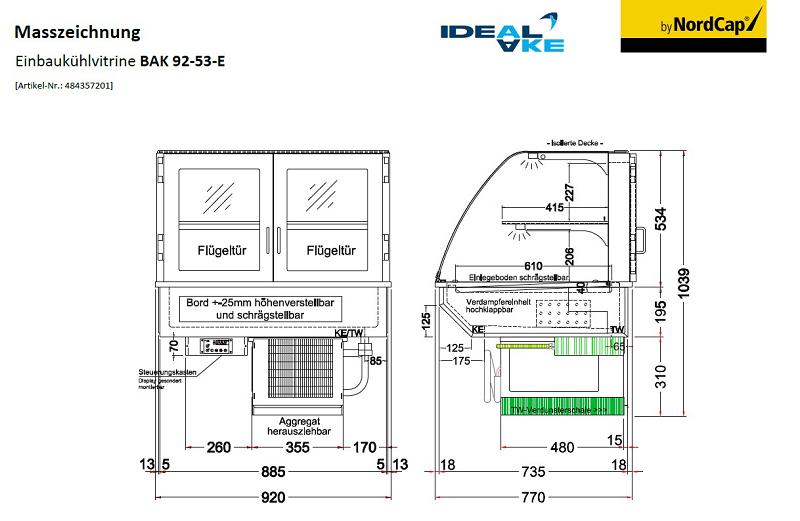 Bild 2: Nordcap Einbau-Kühlvitrine BAK 92-53-E