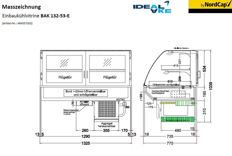 Bild 2: Nordcap Einbau-Kühlvitrine BAK 132-53-E