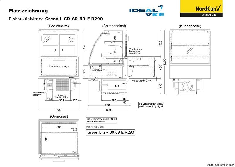 Bild 2: Nordcap Einbau-Kühlvitrine CAKE 80-69 R290