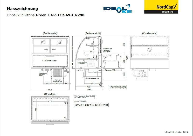 Bild 2: Nordcap Einbau-Kühlvitrine CAKE 112-69 R290