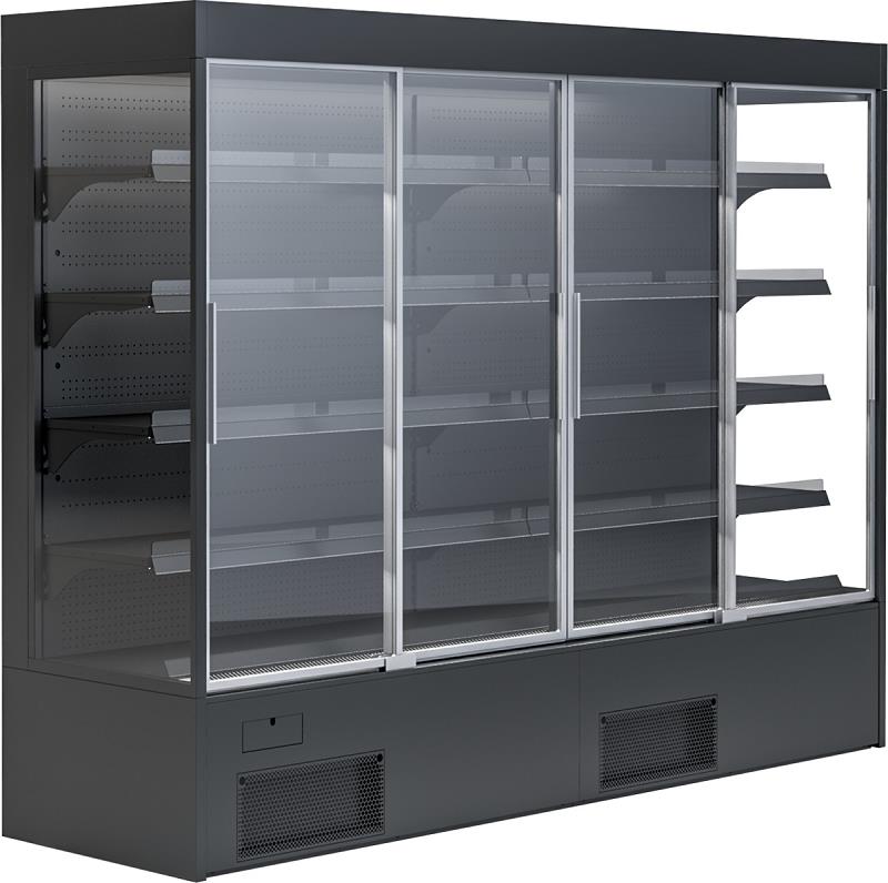 Bild 1: KBS Wandkühlregal Variant 257 Black-Line mit Glasschiebetüren