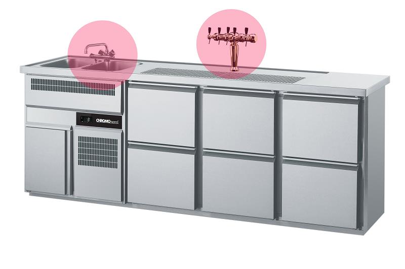 Bild 1: Chromonorm Getränketheke CGTM732L81-2/2/2