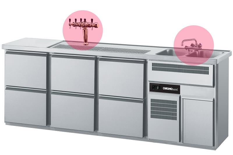 Bild 1: Chromonorm Getränketheke CGTM732R81-2/2/2