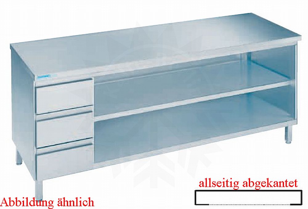 Bild 1: CNS Arbeitsschrank abgekantet T600 B2000 Fach und 3 Schubladen