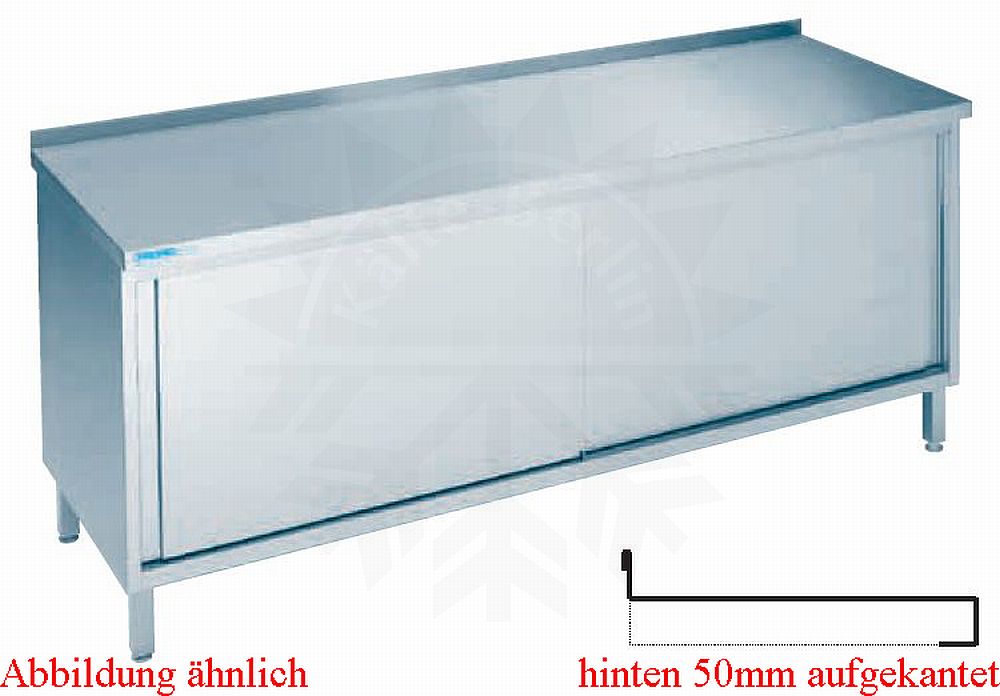 Bild 1: CNS Arbeitsschrank aufgekantet T700 B1900 Schiebetüren