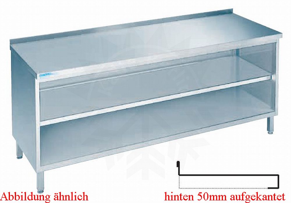 Bild 1: CNS Arbeitsschrank aufgekantet T600 B400 Boden und Fach