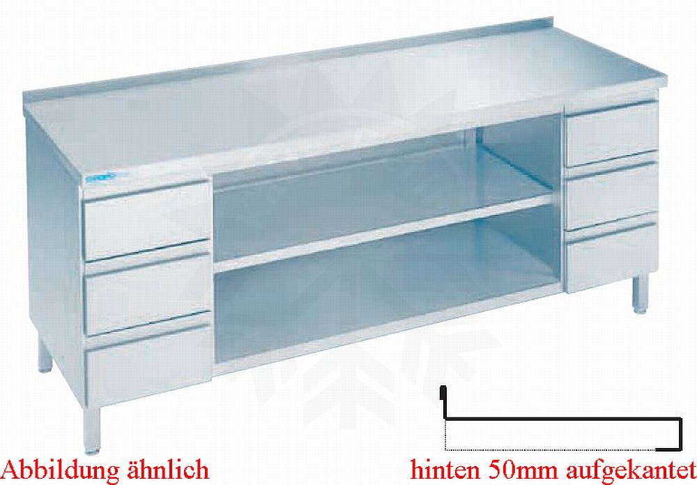 Bild 1: CNS Arbeitsschrank aufgekantet T700 B2000 Fach und 6 Schubladen