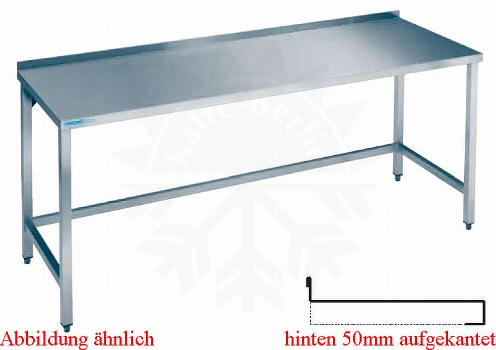 Bild 1: CNS Arbeitstisch aufgekantet T600 B1400 ohne Boden