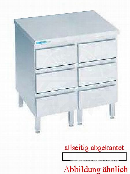 Bild 1: CNS Schubladenblock abgekantet T600 B800 6 Schubladen