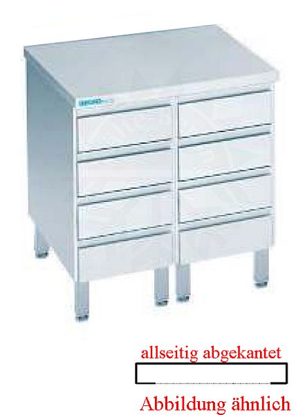 Bild 1: CNS Schubladenblock abgekantet T600 B800 8 Schubladen