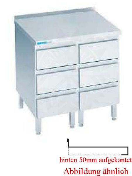 Bild 1: CNS Schubladenblock aufgekantet T700 B800 6 Schubladen