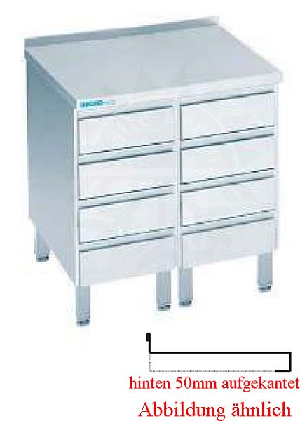 Bild 1: CNS Schubladenblock aufgekantet T700 B800 8 Schubladen