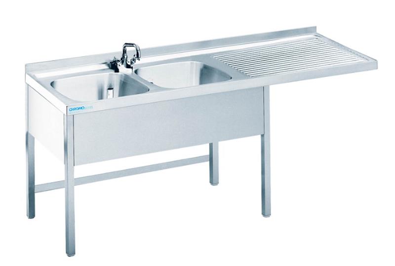 Bild 1: CNS Spülcenter 2 Becken T600 B1800 600mm Überstand