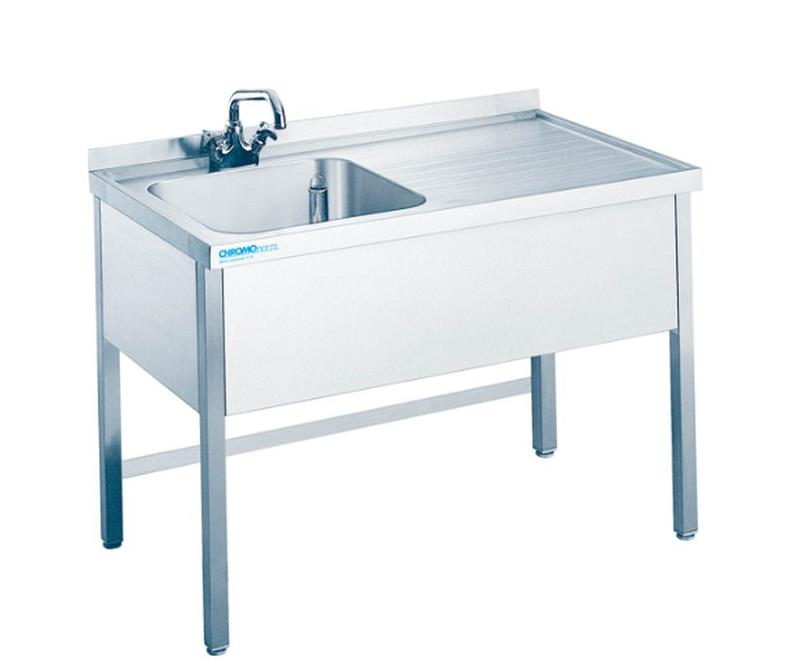 Bild 1: CNS Spültisch aufgekantet 1 Becken T600 B1200