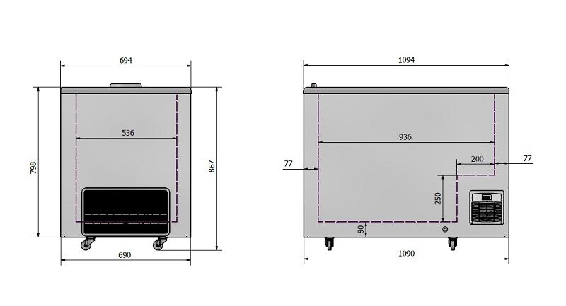 Bild 3: KBS Tiefkühlttruhe CAL 36 mit Schiebedeckeln