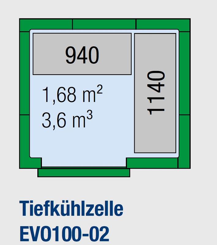 Bild 2: KBS Regaleinrichtung L-förmig für TK Zelle EVO100-02