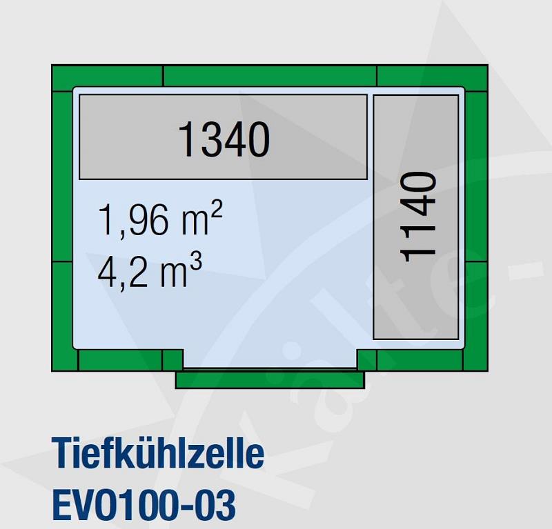 Bild 2: KBS Regaleinrichtung L-förmig für TK Zelle EVO100-03
