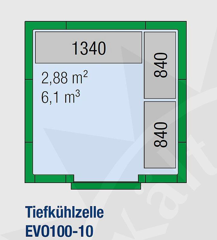 Bild 2: KBS Regaleinrichtung L-förmig für TK Zelle EVO100-10