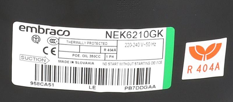 Bild 2: Kompressor Embraco NEK6210GK CSIR HMBP R404a