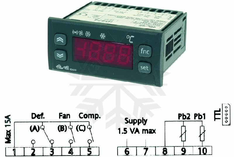 Bild 1: Elektronisches Digital Thermostat Eliwell ID974 12Vac/dc 15/8/8 