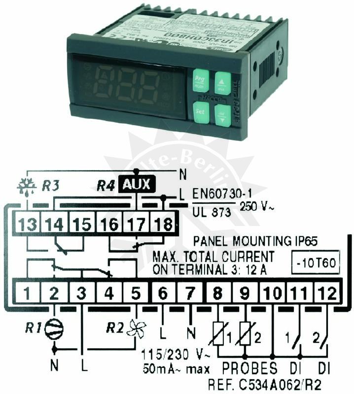 Bild 1: Elektronisches Thermostat Carel IR33C0HB00 115-230V NTC