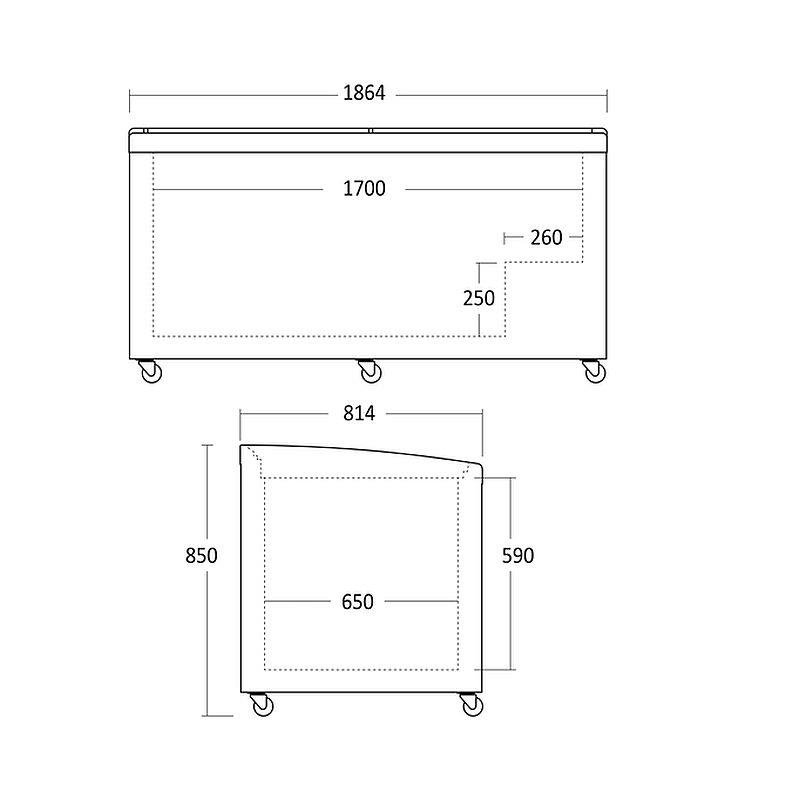 Bild 3: Esta umschaltbare Kühltruhe-Tiefkühltruhe SIF700C