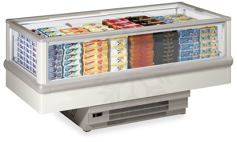 Bild 1: Nordcap Kühlinsel + Tiefkühlinsel FIJI-Glas BT/TN 150  Glasdecke