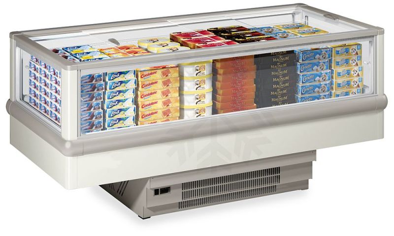 Bild 1: Nordcap Kühlinsel + Tiefkühlinsel FIJI-Glas BT/TN 200 Glasdeckel