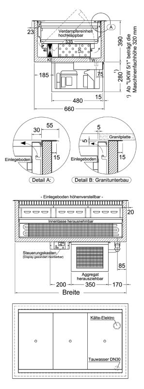 Bild 2: Nordcap Einbau-Kühlwanne (Umluftkühlung) UKW 3-1-E R-290