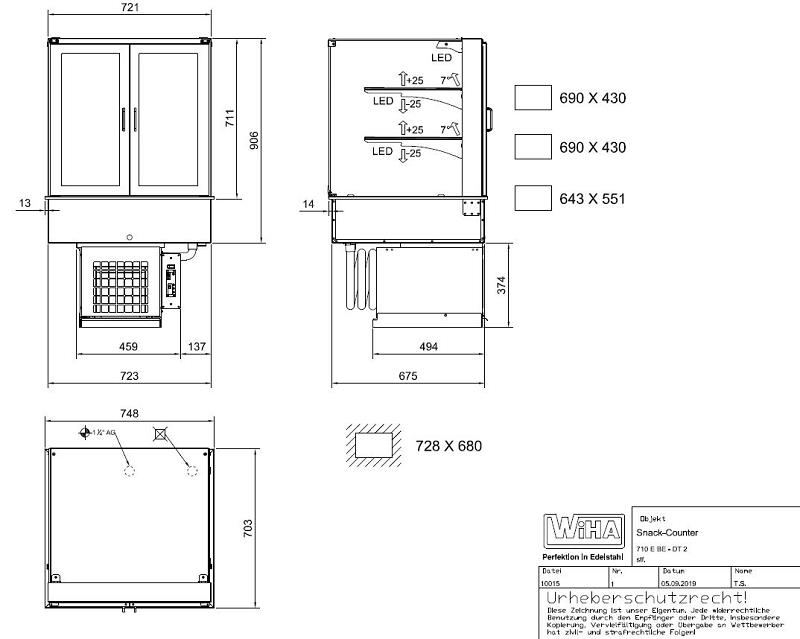 Bild 10: Wiha Kühlvitrine Snack-Counter 710 BE 2 DT eckig