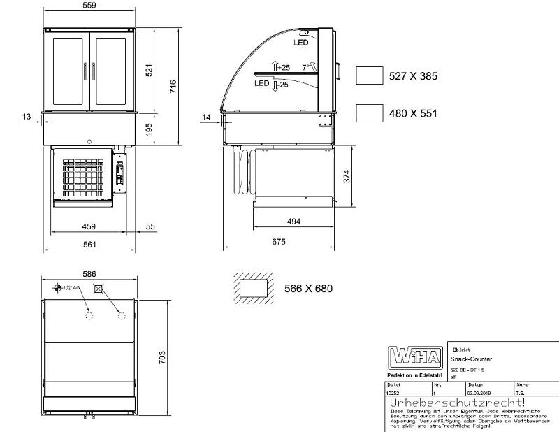 Bild 3: Wiha Kühlvitrine Snack-Counter 520 BE DT 1.5 rund
