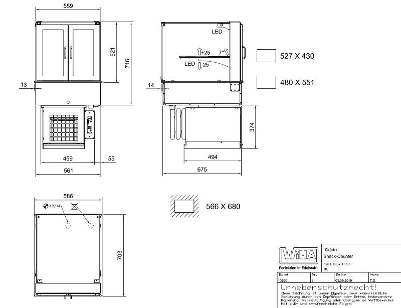 Bild 9: Wiha Kühlvitrine Snack-Counter 520 BE DT 1.5 eckig