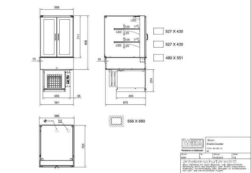 Bild 10: Wiha Kühlvitrine Snack-Counter 710 BE DT 1.5 eckig