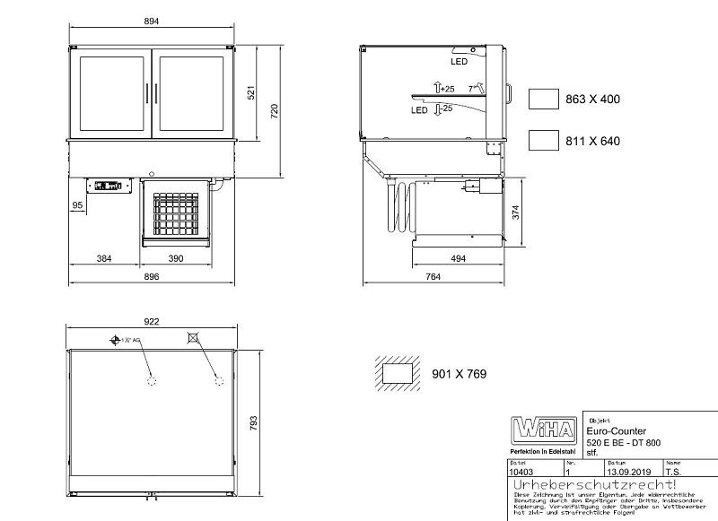 Bild 3: Wiha Kühlvitrine Euro-Counter 520 BE DT 800 eckig