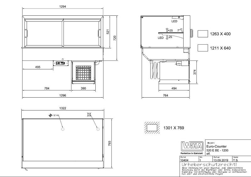 Bild 3: Wiha Kühlvitrine Euro-Counter 520 BE 1200 eckig