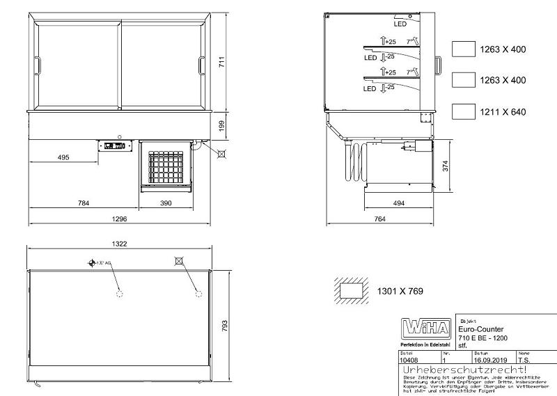 Bild 3: Wiha Kühlvitrine Euro Counter 710 BE 1200 eckig